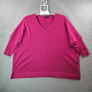 Eileen Fisher Oversized Merino Wool Top Women Medium‎ V-Neck Pink